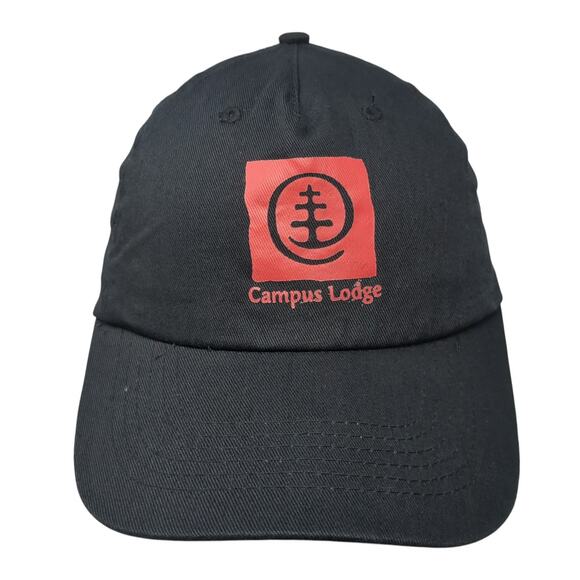 Campus Lodge Strapback 5 Panel Cap Black One Size Adjustable Cotton Hit Wear - Picture 1 of 9